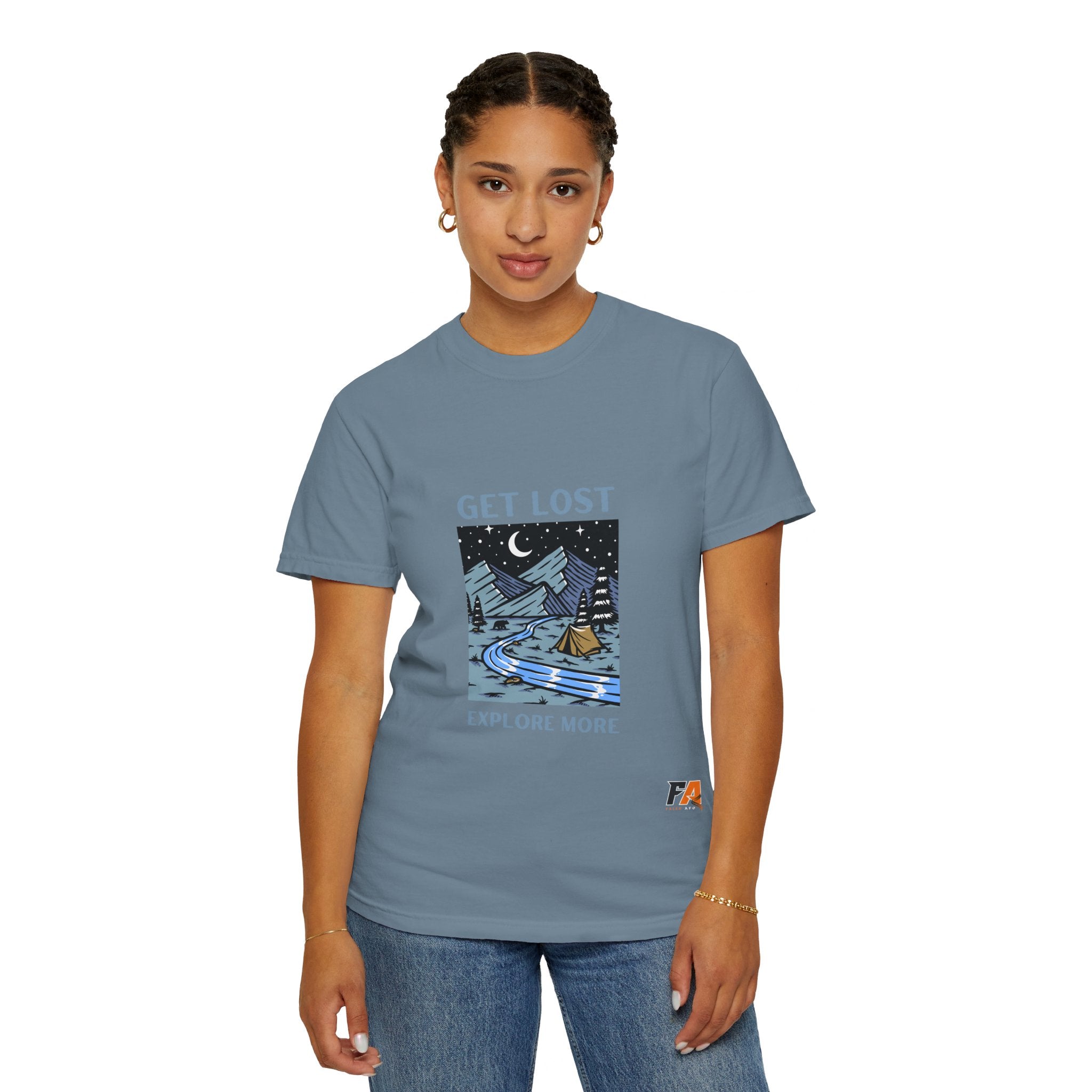 Blue and Black Dark & Trendy Travel and Adventure T-Shirt