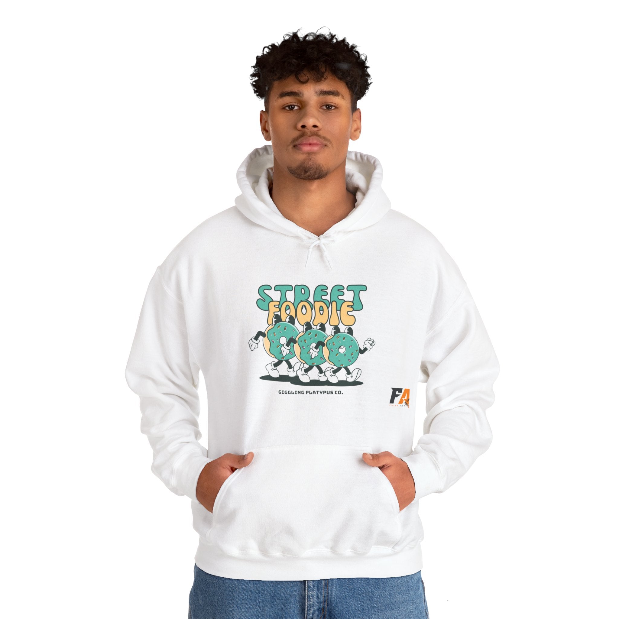 Green and Beige Cartoony Street Foodie Hoodie