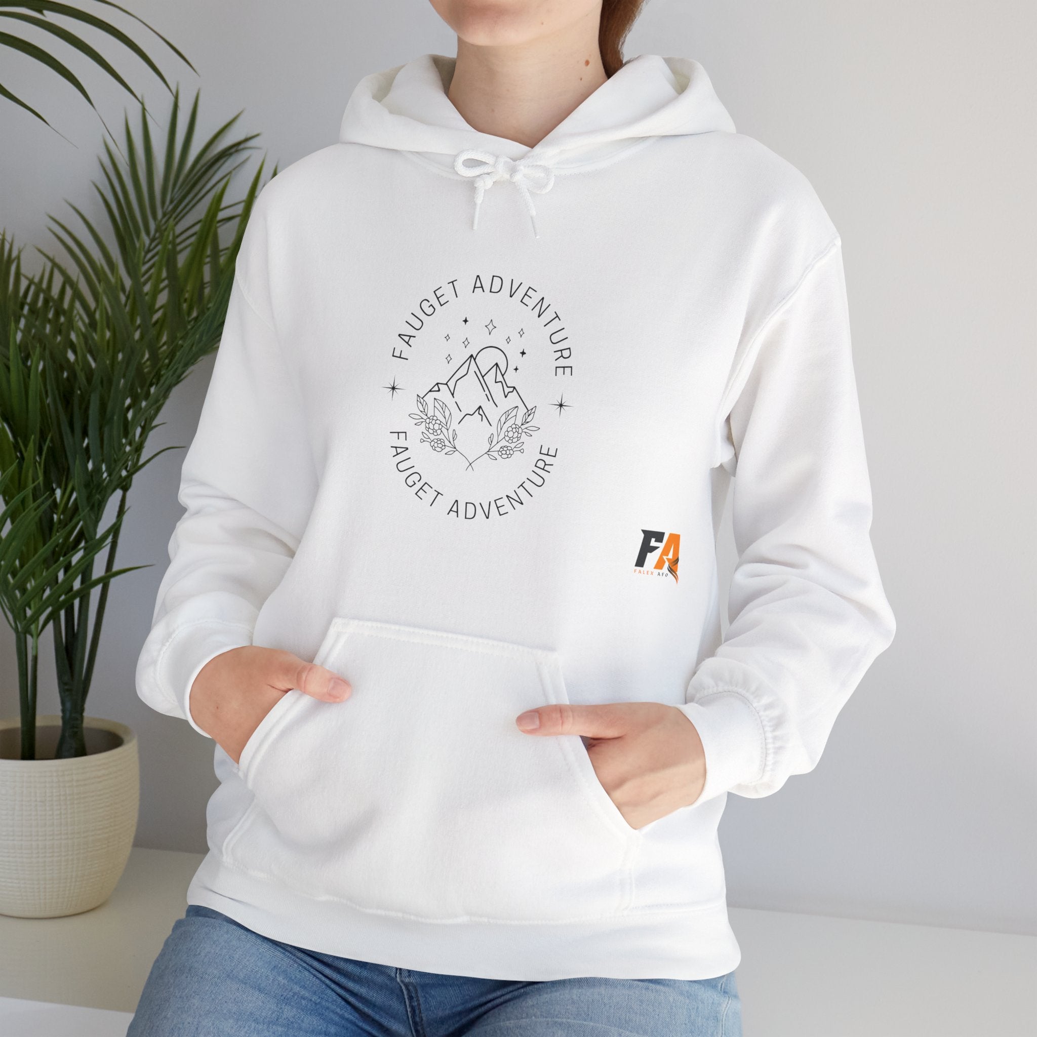 Black Beige Minimalist Adventure Logo Hoodie