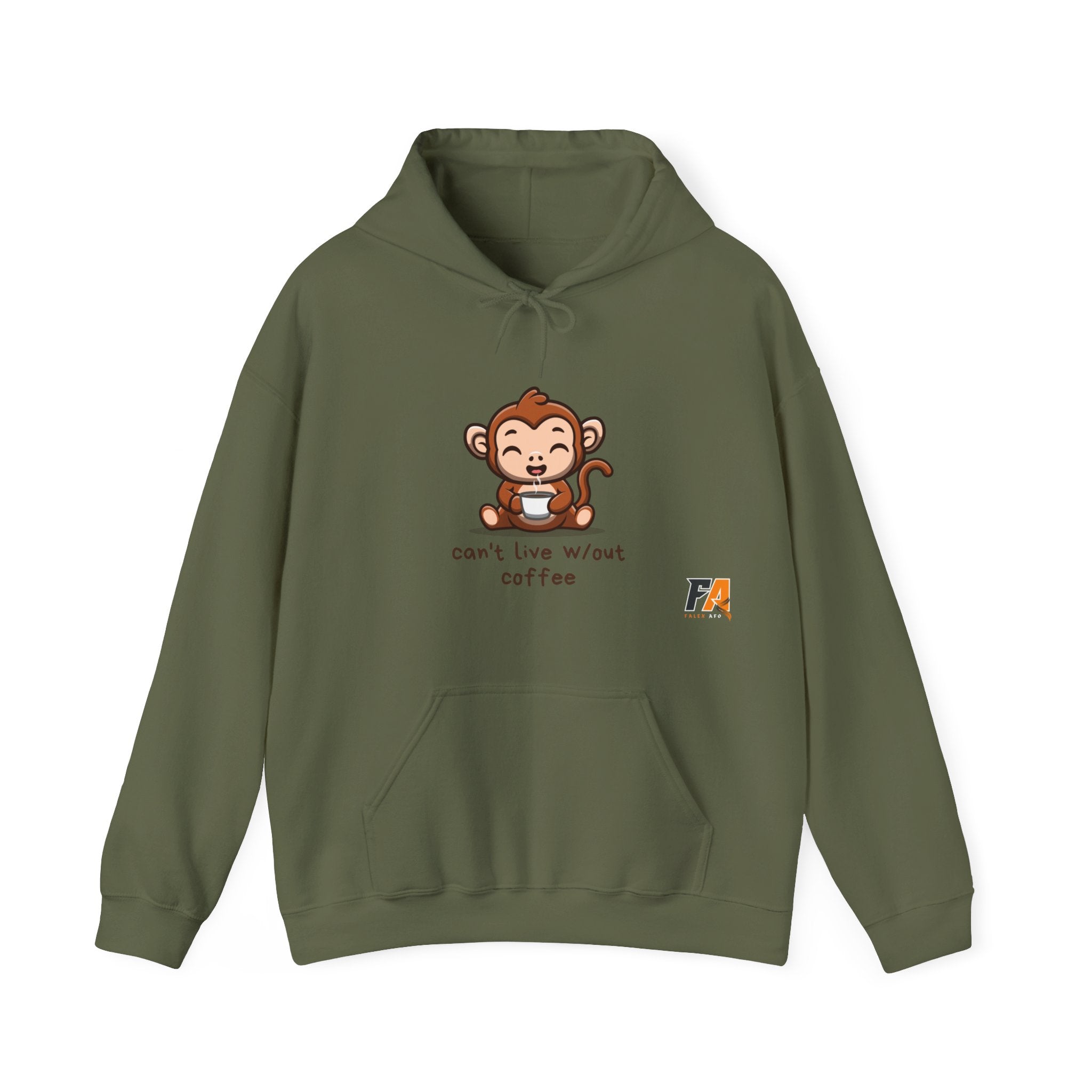 White Cute Monkey Drinking Coffee Hoodie