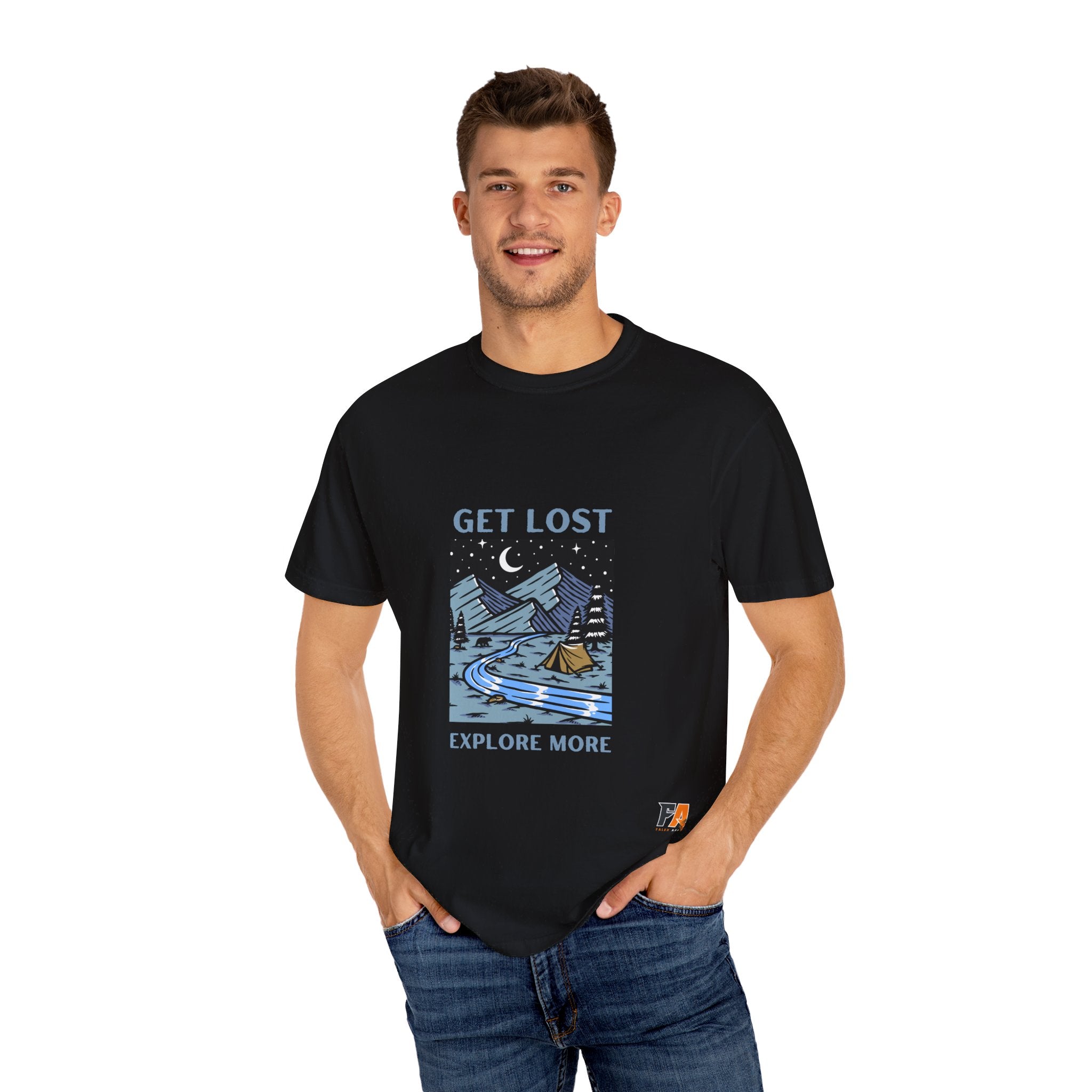 Blue and Black Dark & Trendy Travel and Adventure T-Shirt