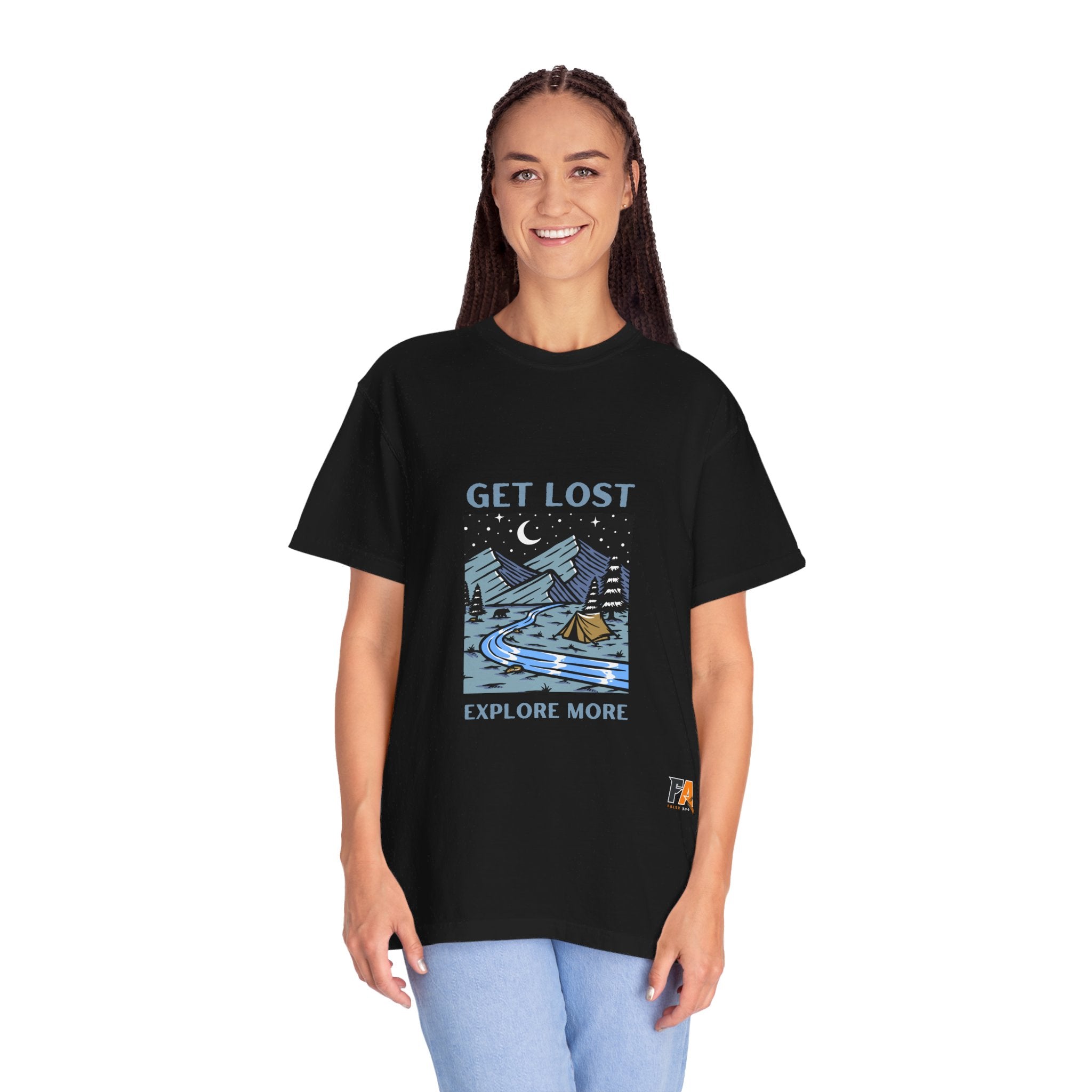 Blue and Black Dark & Trendy Travel and Adventure T-Shirt