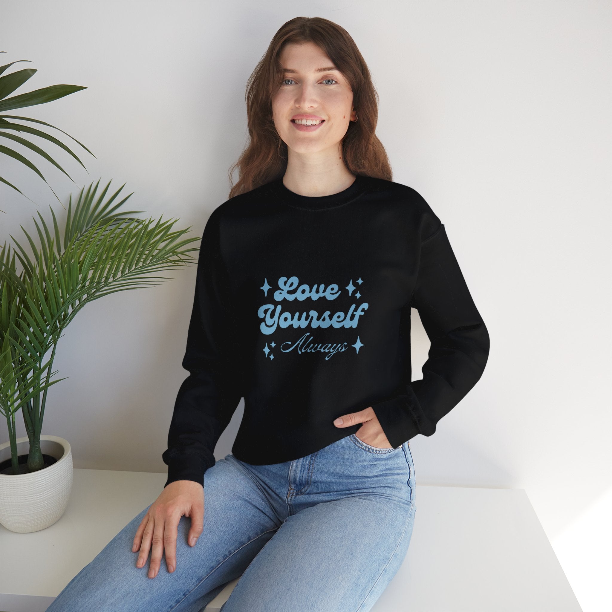 Blue Aesthetic Typography Love Yourself Sweatshirt