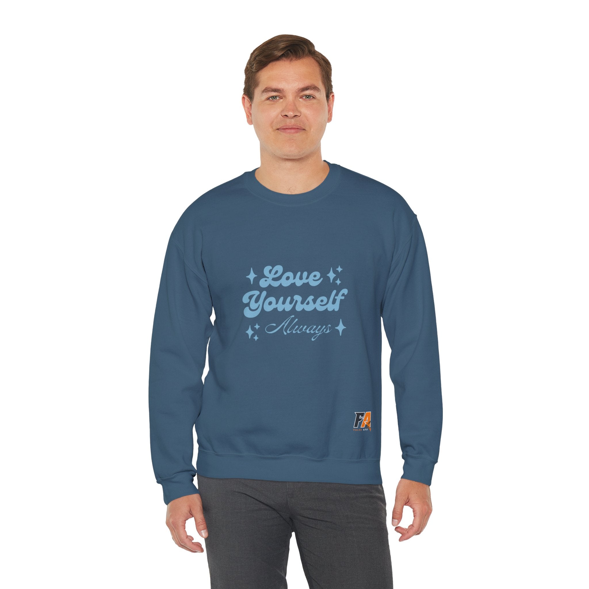 Blue Aesthetic Typography Love Yourself Sweatshirt