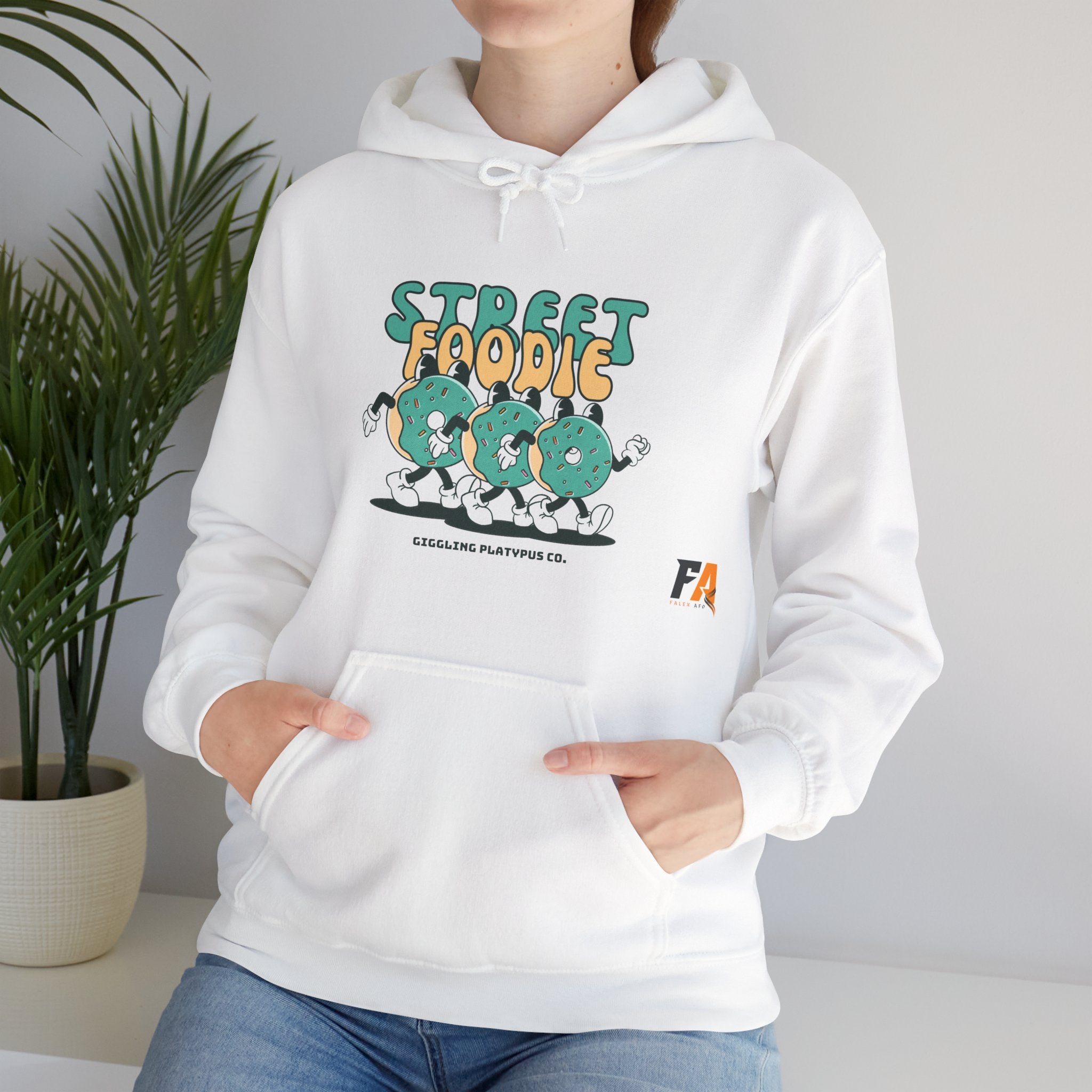 Green and Beige Cartoony Street Foodie Hoodie