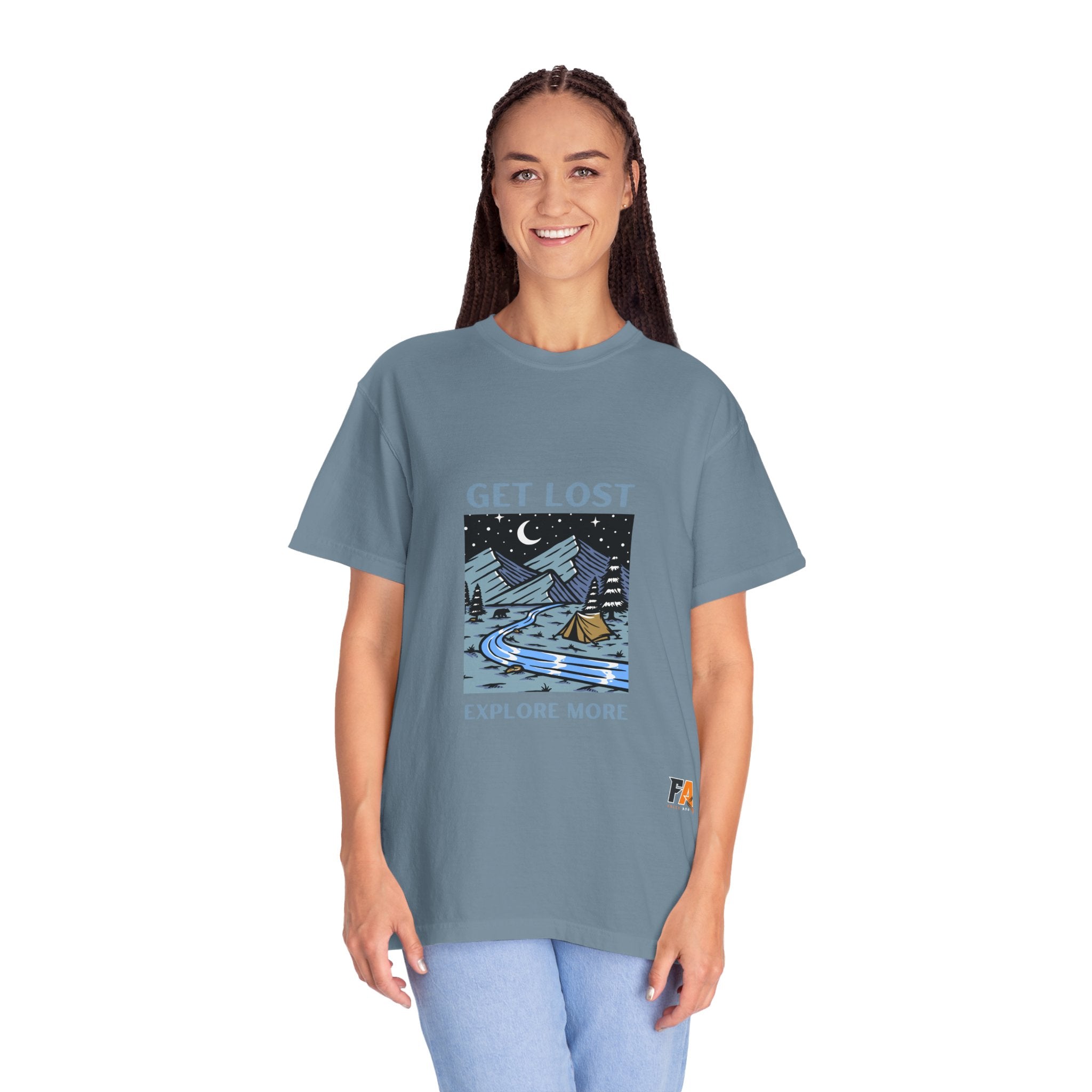 Blue and Black Dark & Trendy Travel and Adventure T-Shirt