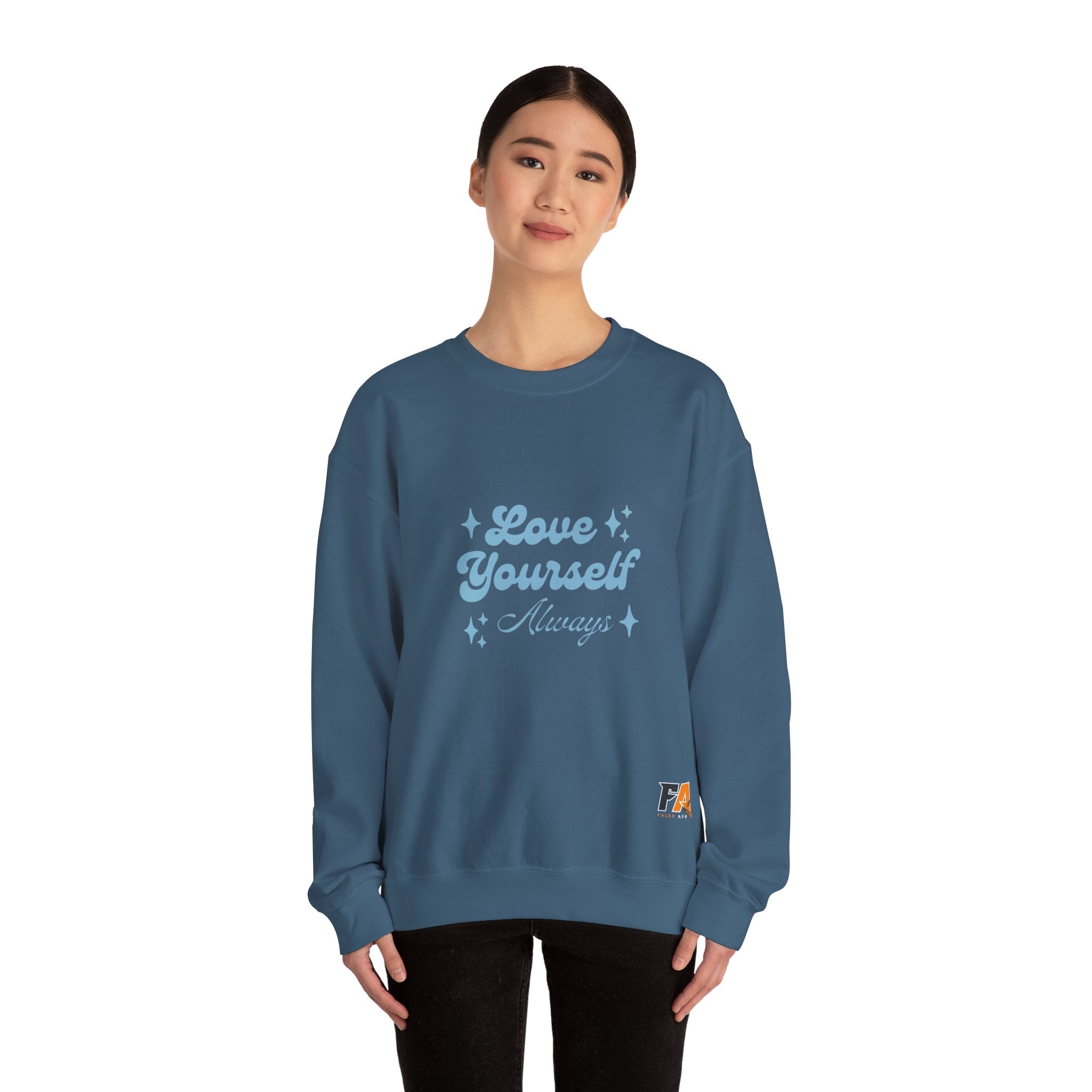 Blue Aesthetic Typography Love Yourself Sweatshirt