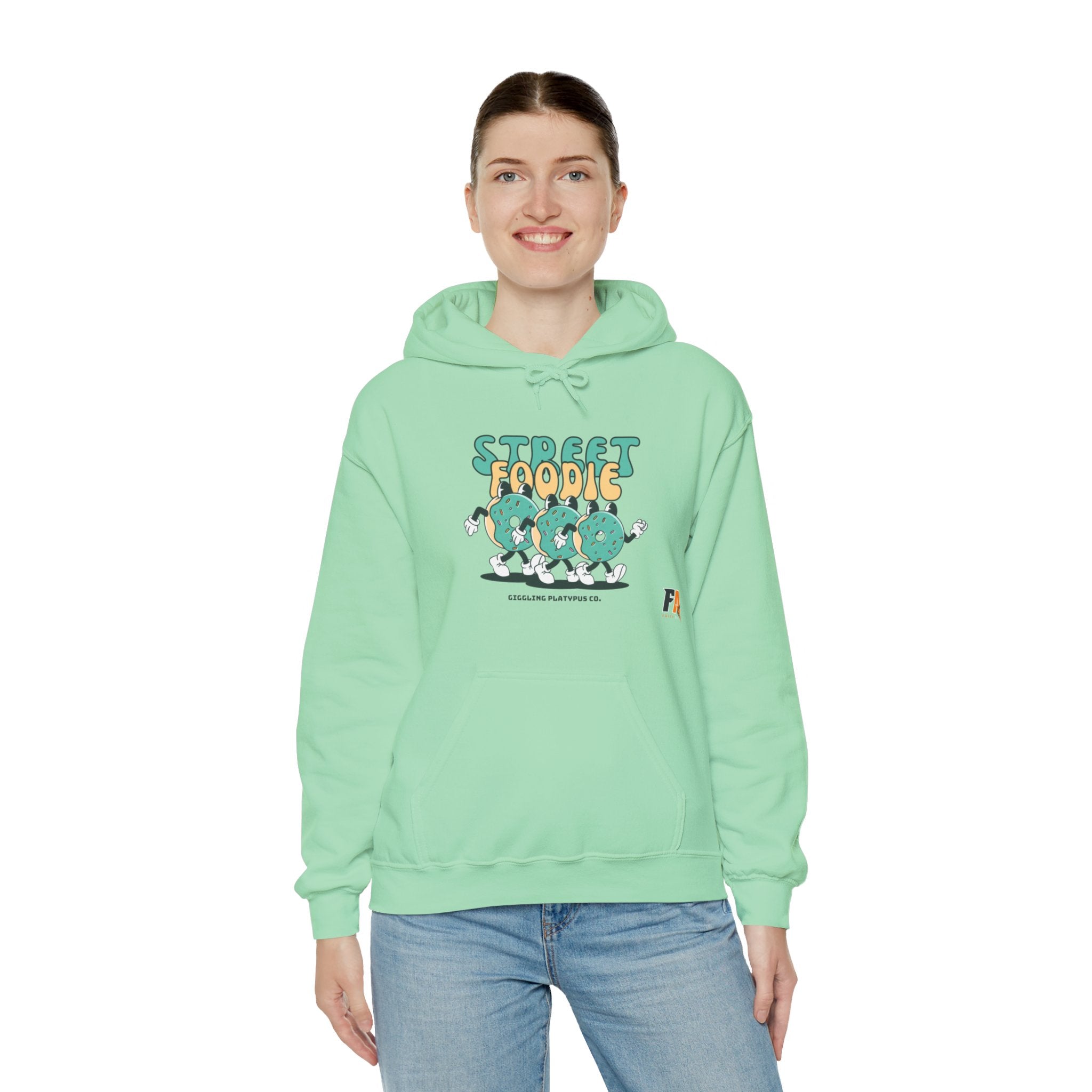 Green and Beige Cartoony Street Foodie Hoodie