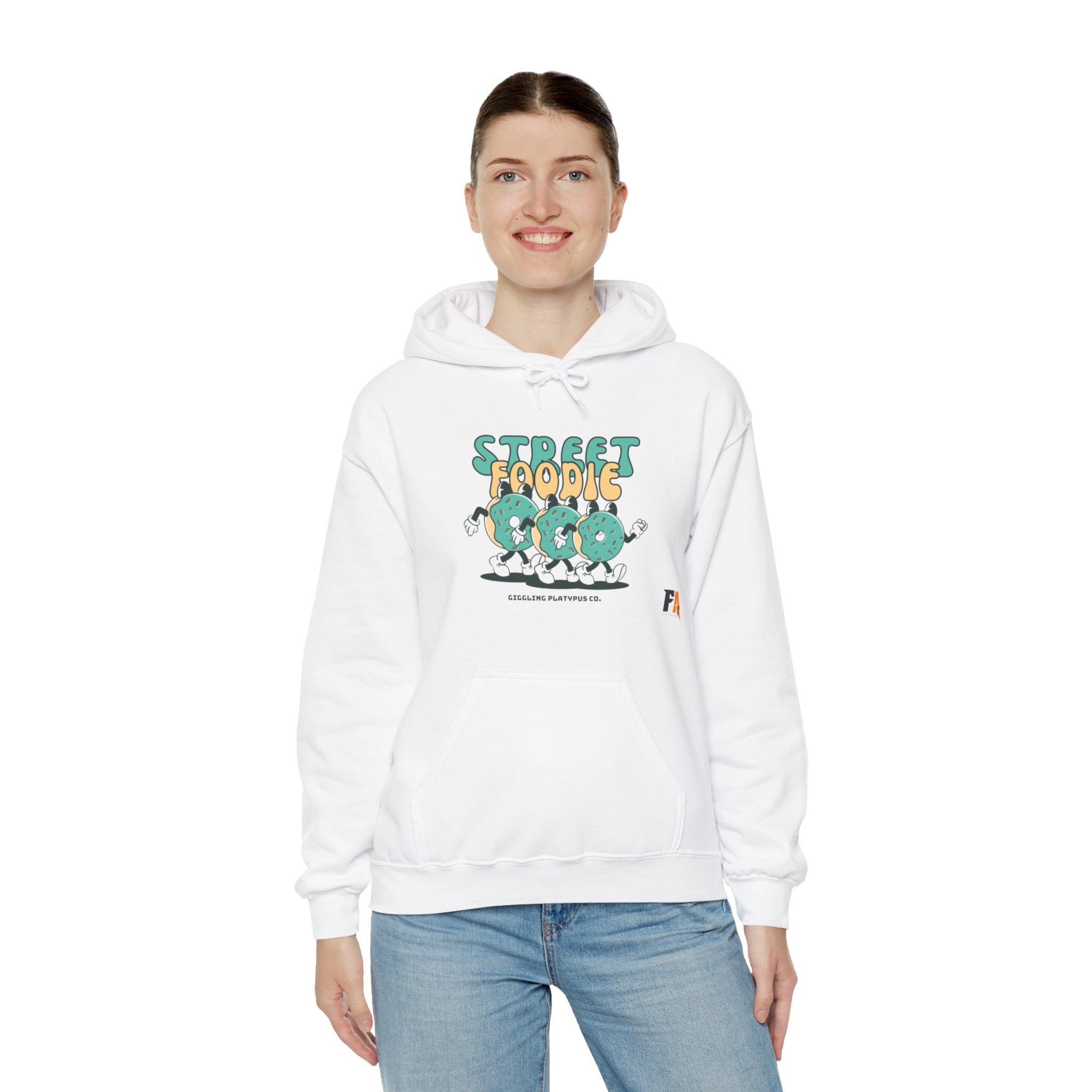 Green and Beige Cartoony Street Foodie Hoodie