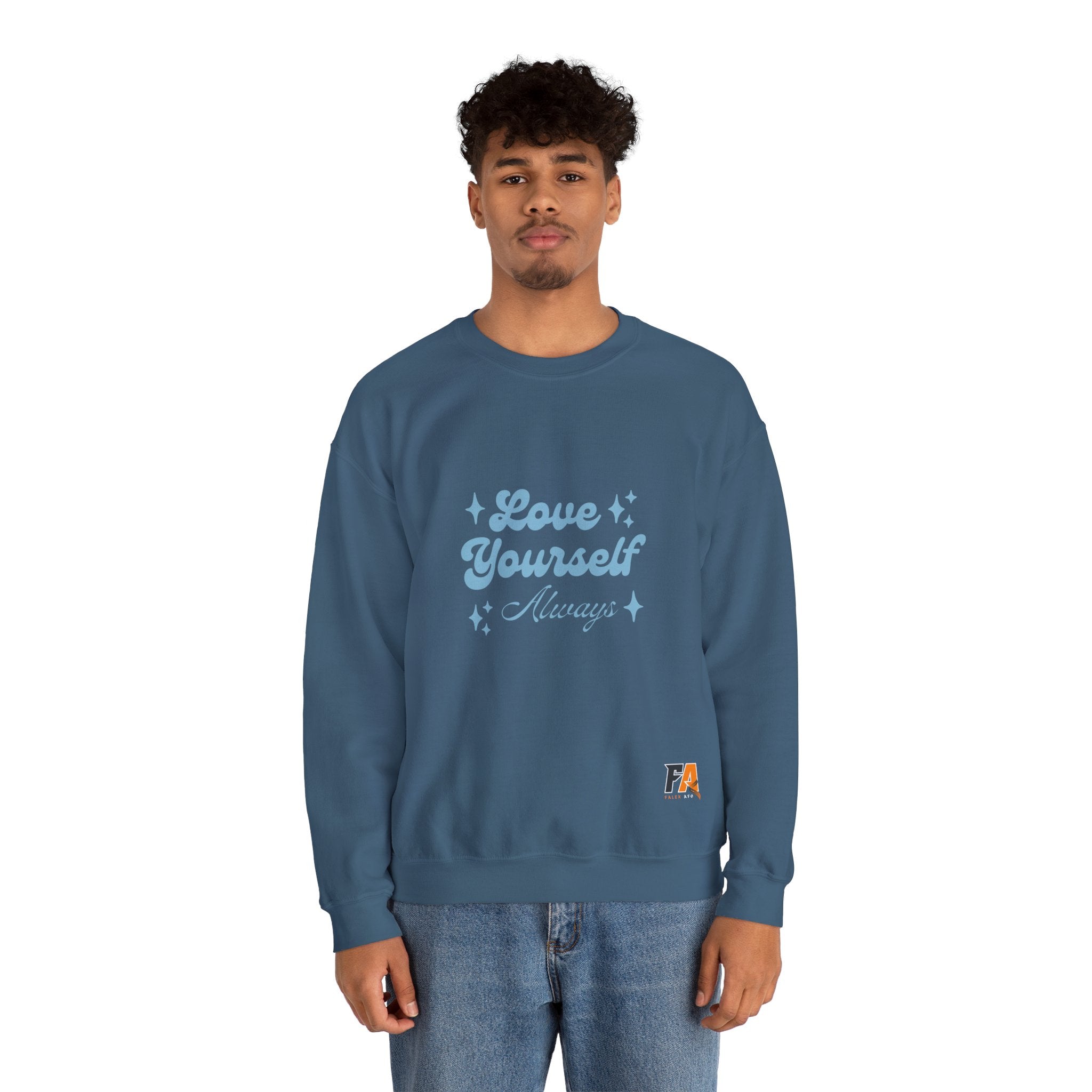 Blue Aesthetic Typography Love Yourself Sweatshirt