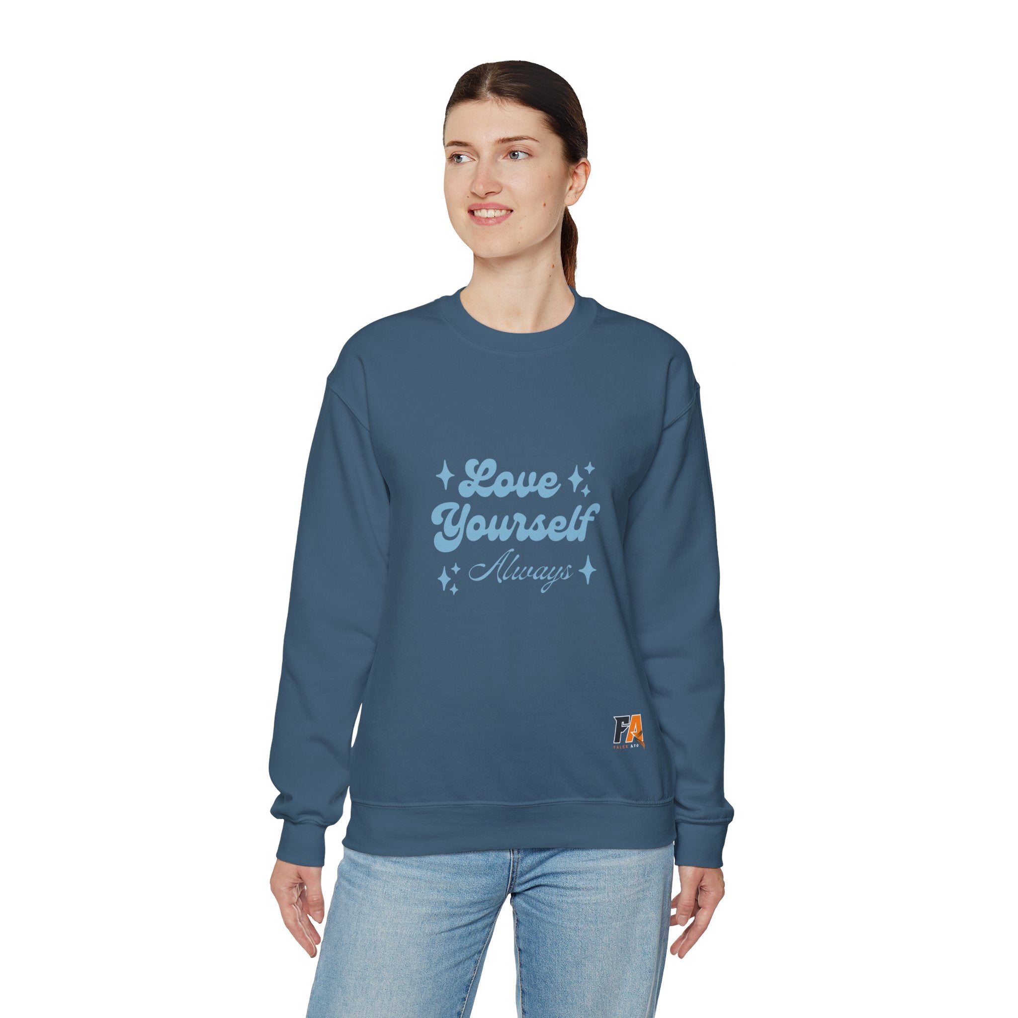 Blue Aesthetic Typography Love Yourself Sweatshirt