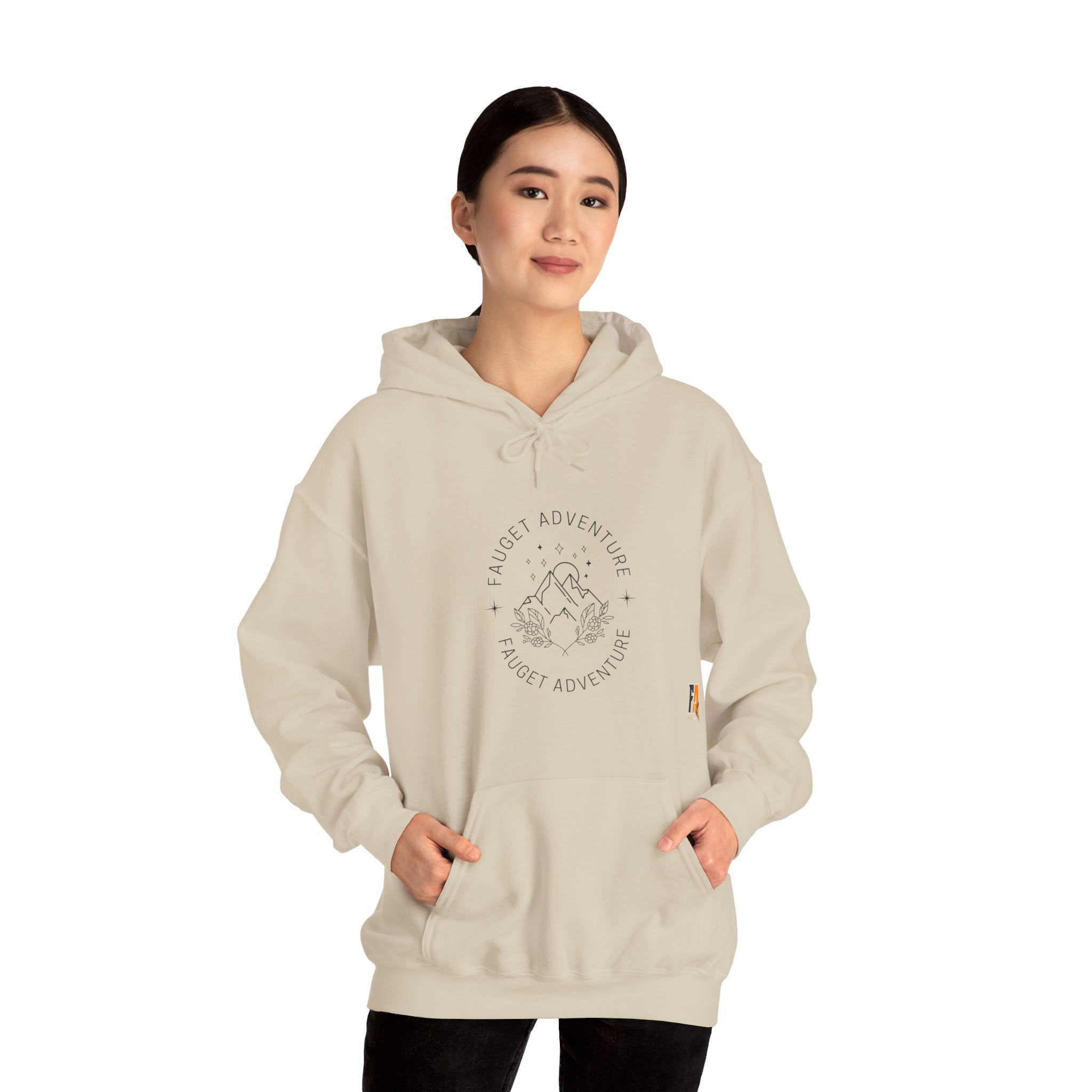 Black Beige Minimalist Adventure Logo Hoodie