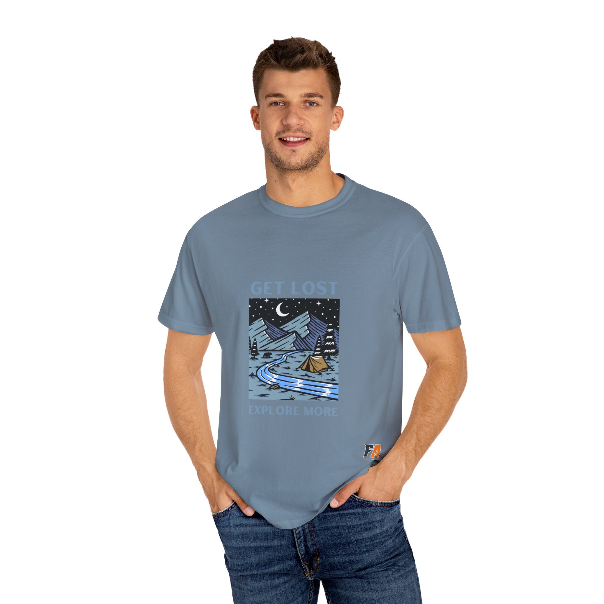 Blue and Black Dark & Trendy Travel and Adventure T-Shirt