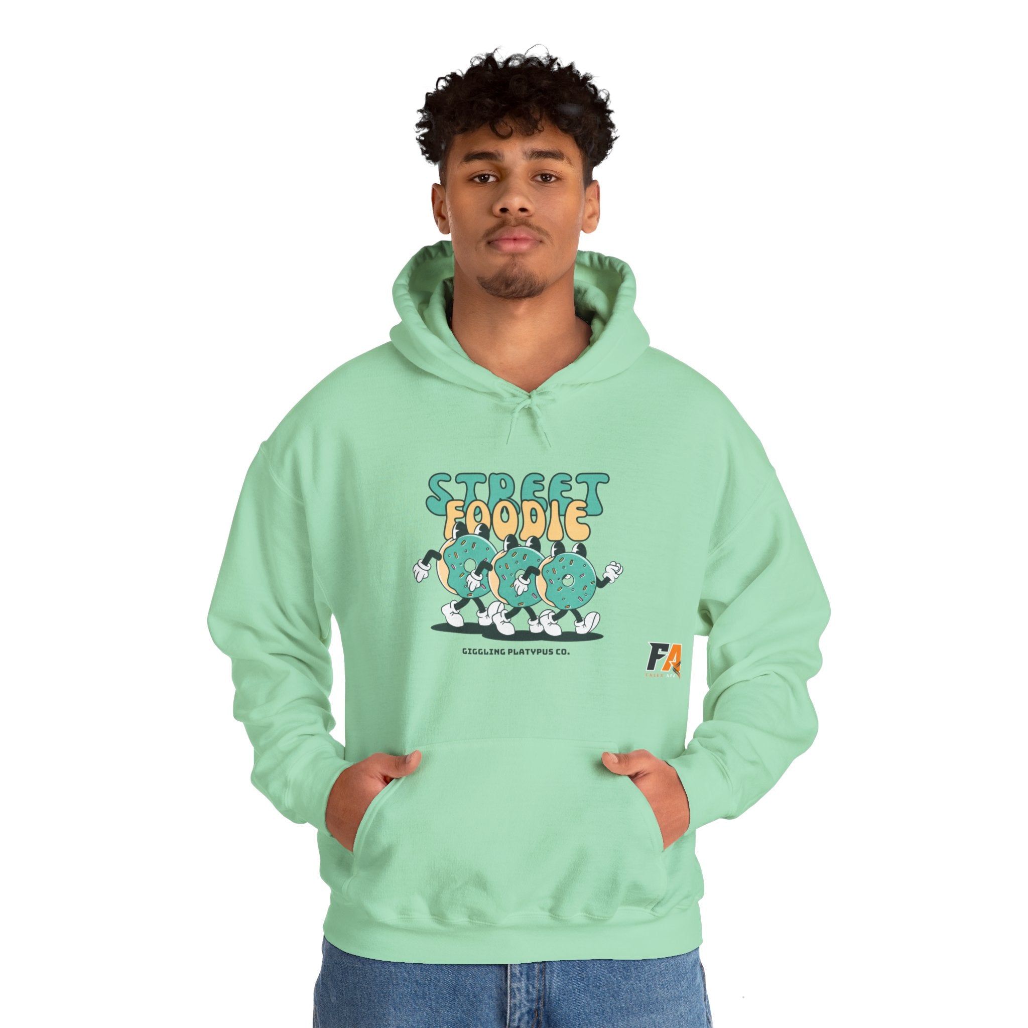 Green and Beige Cartoony Street Foodie Hoodie