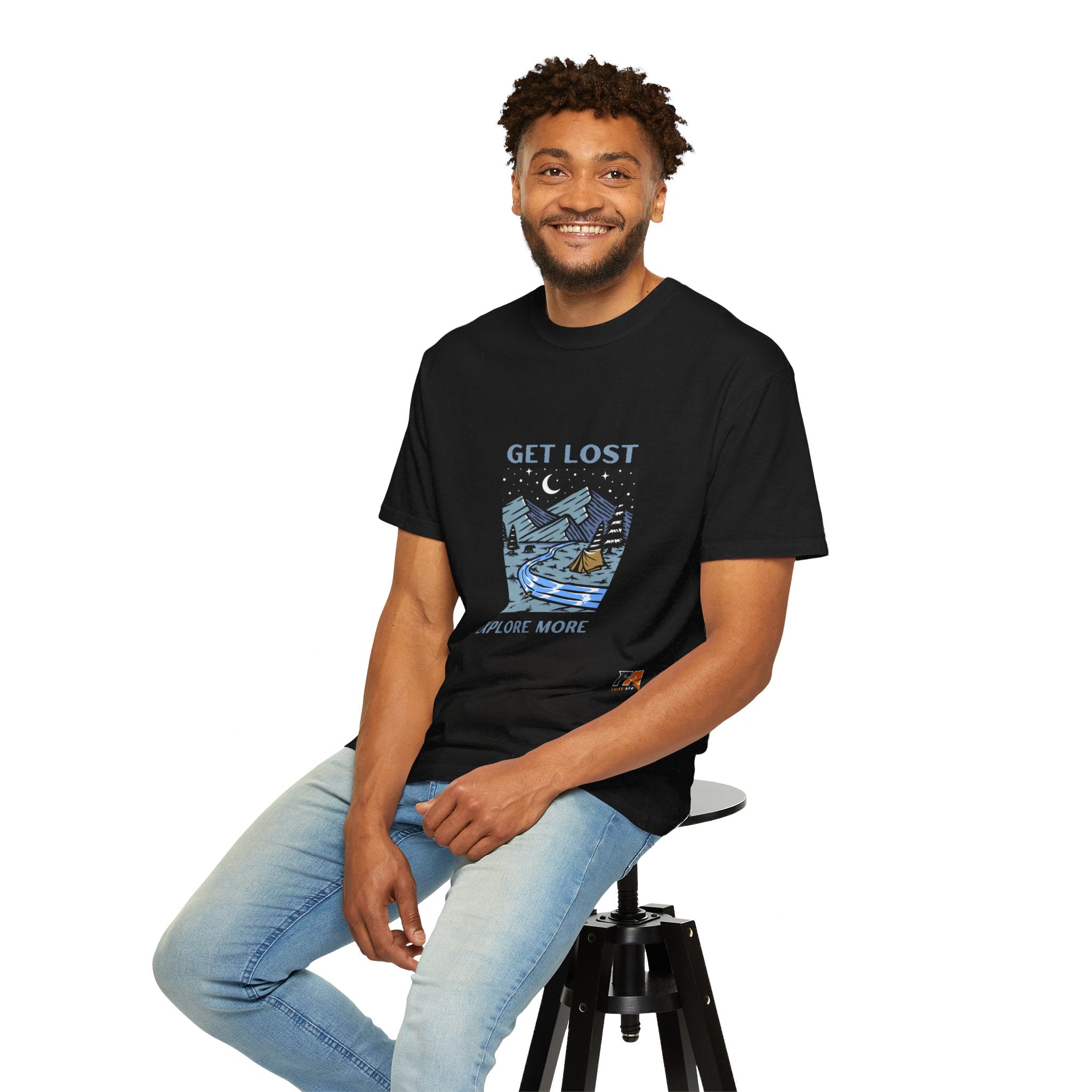 Blue and Black Dark & Trendy Travel and Adventure T-Shirt