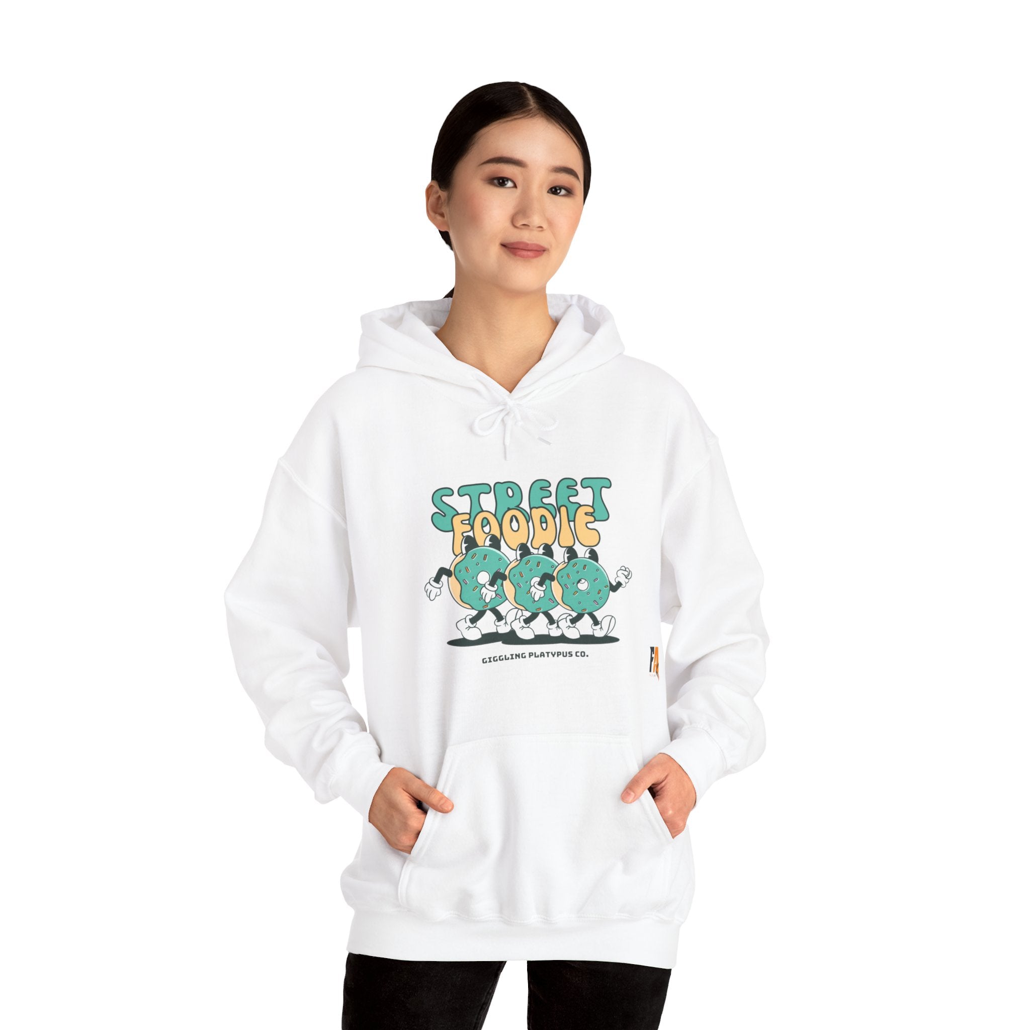 Green and Beige Cartoony Street Foodie Hoodie