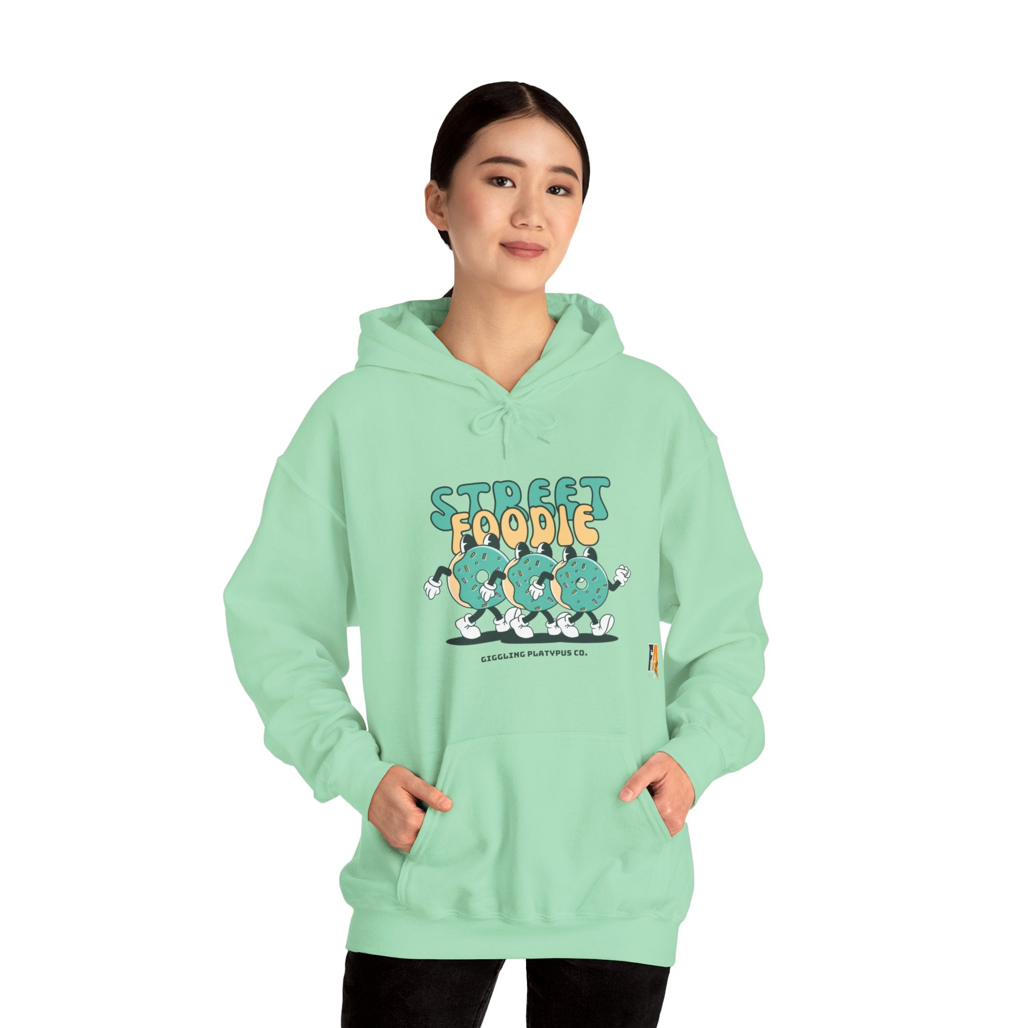 Green and Beige Cartoony Street Foodie Hoodie