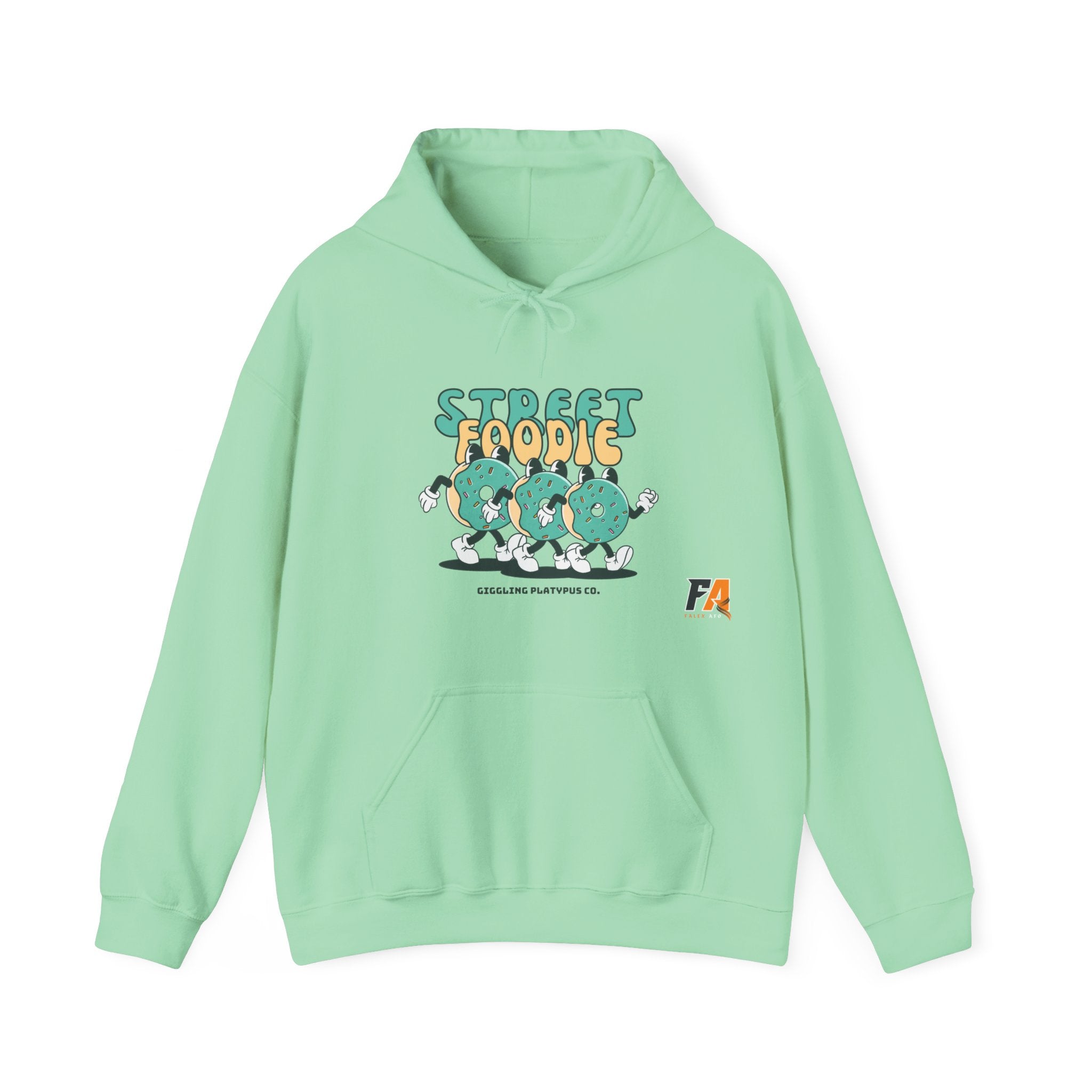 Green and Beige Cartoony Street Foodie Hoodie